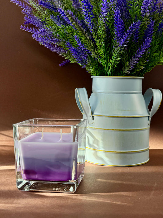 Lumanare Curcubeu în Sticla - Lavanda