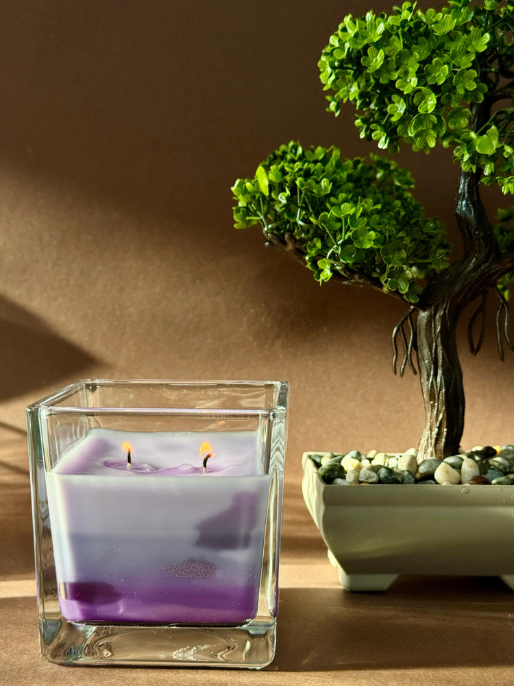 Lumanare Curcubeu în Sticla - Lavanda