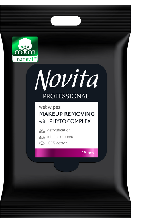NOVITA PROFESSIONAL Servetele umede demachiante cu phytocomplex, 15 buc