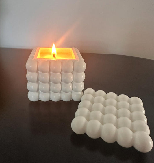 Lumânare Parfumată în Vas de Ciment Handmade-Miros orientala de musc&flori de vanilie