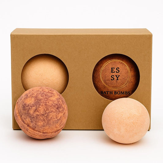 Essy Rasfat Catifelat – Set 2 Bombe de Baie Spumante Ciocolată & Portocală, Sangria cu Piersici,2x 180g